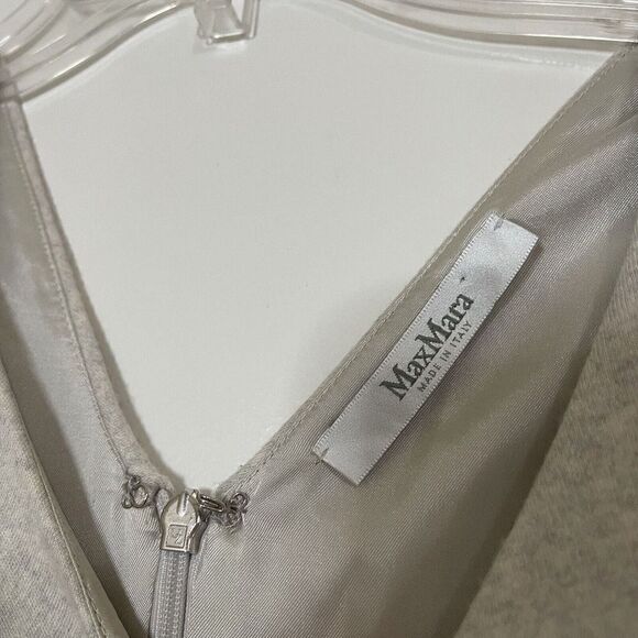 Max Mara Beige Wool long sleeve midi sheath knit dress size 38 US Small - Picture 5 of 7